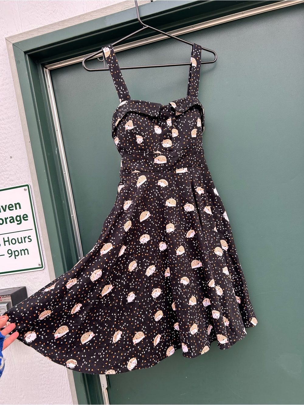 Vintage hedgehog pin up Y2K Black Floral Fit-and-Flare Dress Eva Rose